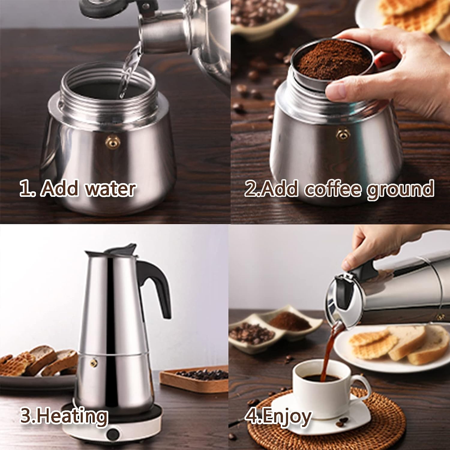 4/6/9 Tasses Moka Pot Caffe Ma - Coffee Vending Equipment avis et prix